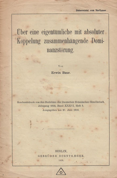Uber eine Eigentumliche mit absoluter Koppelung zusammenhangende Dominanzstorung