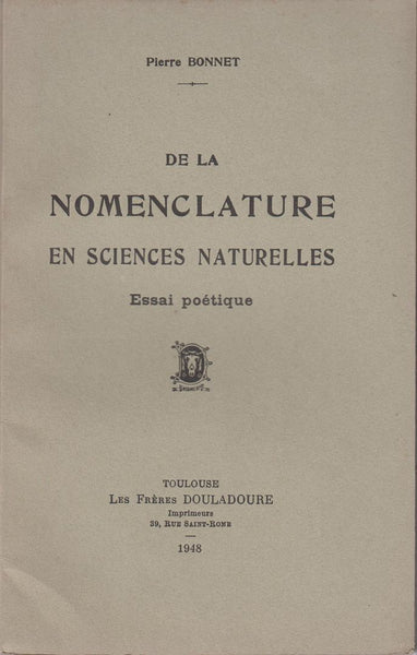 De la Nomenclature en Sciences Naturelles