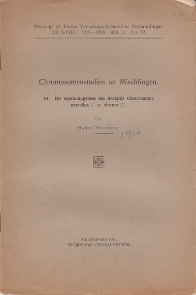 Chromosomenstudien an Mischlingen. III. Die Spermatogenese des Bastards Chaerocampa porcellus x elpenor