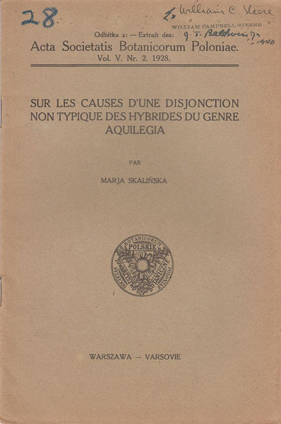 Sur les Causes d'Une Disjonction Nontypique des Hybrides du Genre Aquilegia