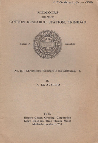 Chromosome Numbers in the Malvaceae. I.