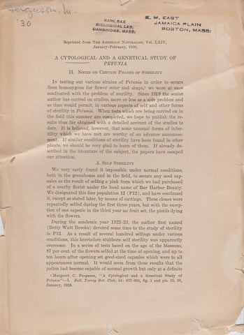 A Cytological and a Genetical Study of Petunia II. Notes on Certain Phases of Sterility