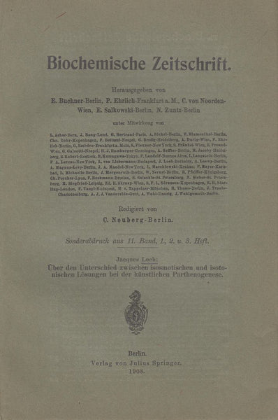Uber den Unterschied zwischen isosmotischen und isotonischen Losungen bei der kunstlichen Parthenogenese