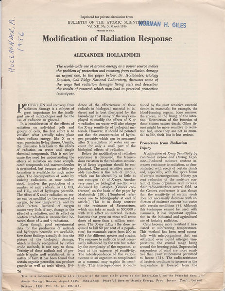 Modification of Radiation Response