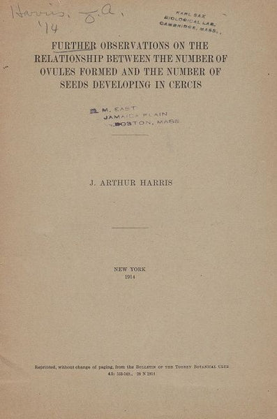 Further Observations on the Relationship Between the Number of Ovules Formed and the Number of Seeds Developing in Cercis