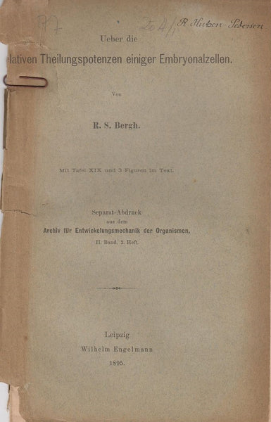 Ueber die Relativen Theilungspotenzen Eingiger Embryonalzellen