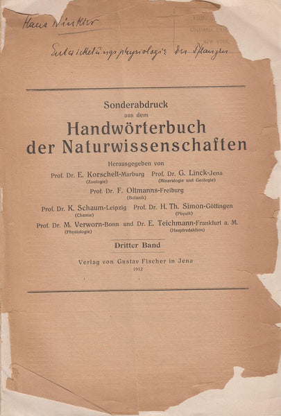 Entwickelungsmechanik oder Entwickelungsphysiologie der Pflanzen