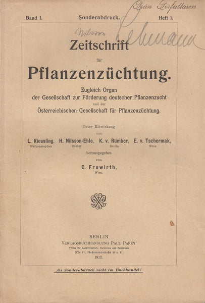 I. Wissenschaftliche Originalarbeiten, Aufsatze. Zur Kenntnis der Erblichkeitsverhaltnisse der Eigenschaft Winterfestigkeit beim Weizen