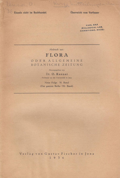 Kurze Mitteilungen uber Oenothera. I. Uber eine Dominante, Semiletale Mutation (Taeniata) im Flavens-Komplex der Oenothera Suaveolens