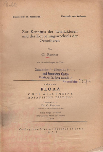 Zur Kenntnis der Letalfaktoren und des Koppelungswechsels der Oenotheren