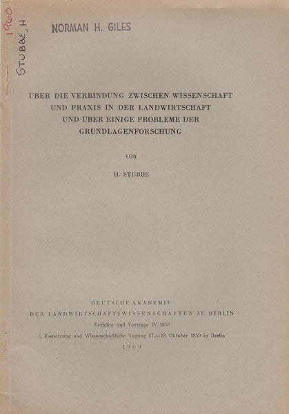 Uber die Verbindung Zwischen Wissenschaft und Praxis in der Landwirtschaft und uber Einige Probleme der Grundlagenforschung