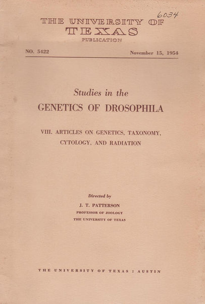 Studies in the Genetics of Drosophila VIII. Articles on Genetics, Taxonomy, Cytology, and Radiation