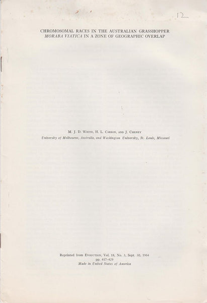 Chromosomal Races in the Australian Grasshopper Moraba Viatica in a Zone of Geographic Overlap