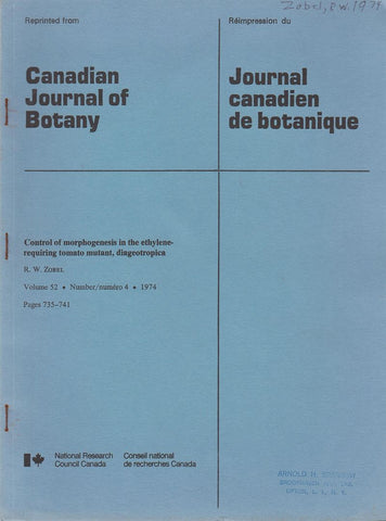 Control of Morphogenesis in the Ethylene-requiring Tomato Mutant, Diageotropica