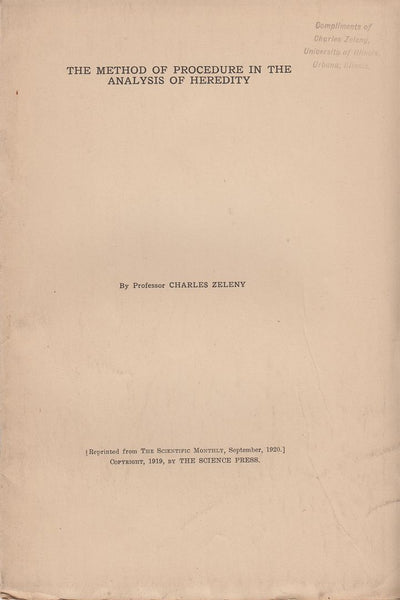 The Method of Procedure in the Analysis of Heredity