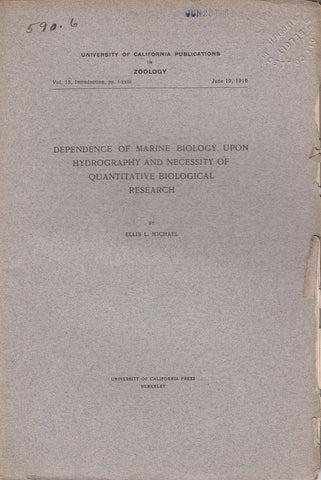 Dependence of Marine Biology Upon Hydrography and Necessity of Quantitative Biological Research
