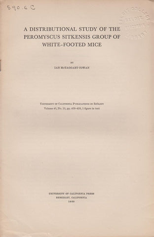 A Distributional Study of the Peromyscus Sitkensis Group of White-Footed Mice