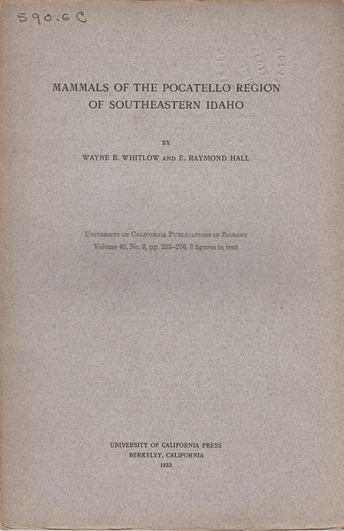 Mammals of the Pocatello Region of Southeastern Idaho