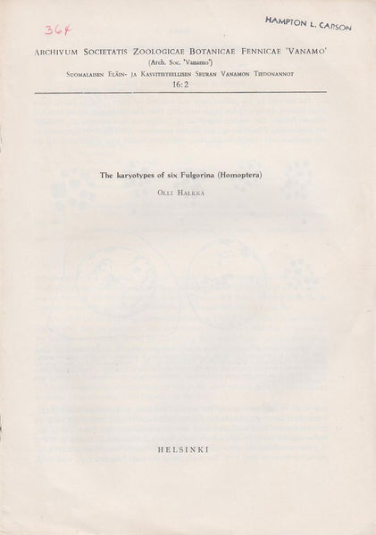 The Karyotypes of Six Fulgorina (Homoptera)