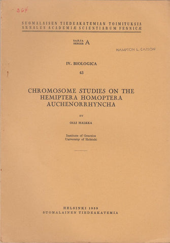 Chromosome Studies on the Hemiptera Homoptera Auchenorrhyncha