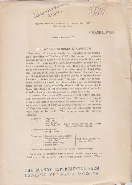 Chromosome Numbers in Capsicum