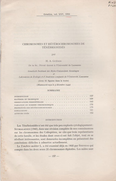 Chromosomes et Heterochromosomes de Tenebrionides
