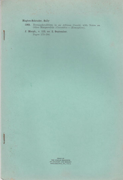 Hermaphroditism in an African Coccid, with Notes on Other Margarodids (Coccoidea--Homoptera)