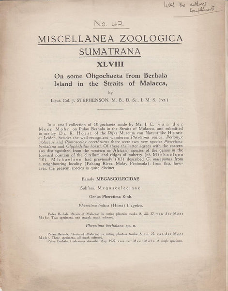 On Some Oligochaeta from Berhala Island in the Straits of Malacca