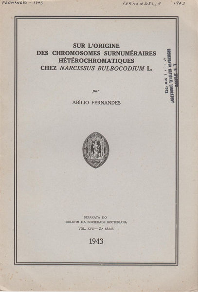 Sur l'Origine des Chromosomes Surnumeraires Heterochromatiques Chez Narcissus Bulbocodium L.