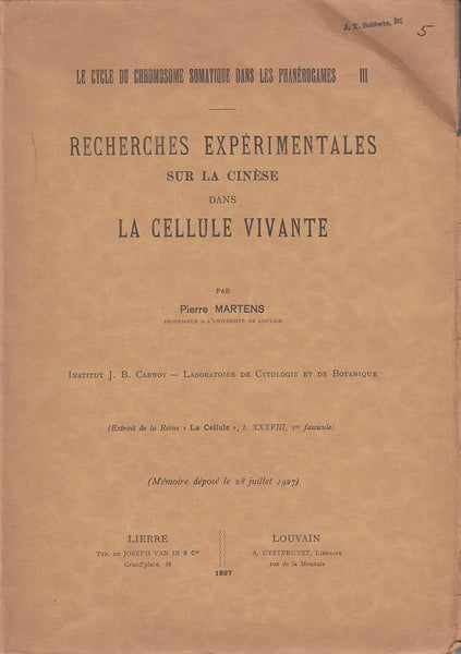 Recherches Experimentales sur la Cinese dans la Cellule Vivante