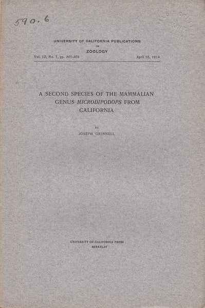 A Second Species of the Mammalian Genus Microdipodops from California