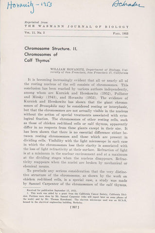 Chromosome Structure. II. Chromosomes of Calf Thymus