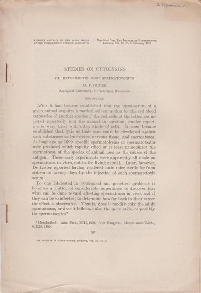 Studies on Cytolysins