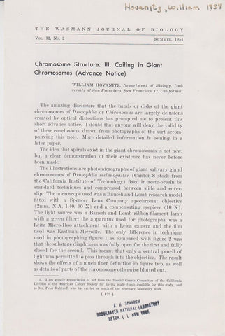 Chromosome Structure. III. Coiling in Giant Chromosomes (Advance Notice)