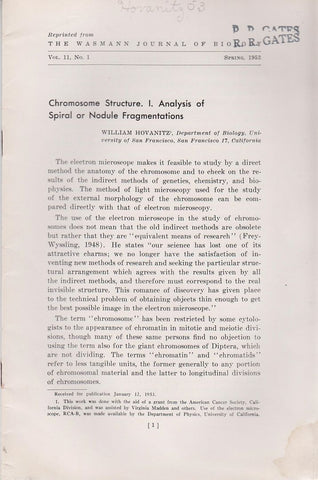 Chromosome Structure. I. Analysis of Spiral or Nodule Fragmentations