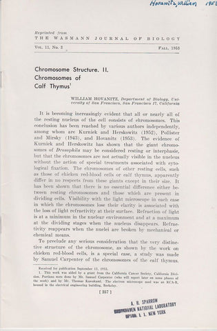 Chromosome Structure. II. Chromosomes of Calf Thymus