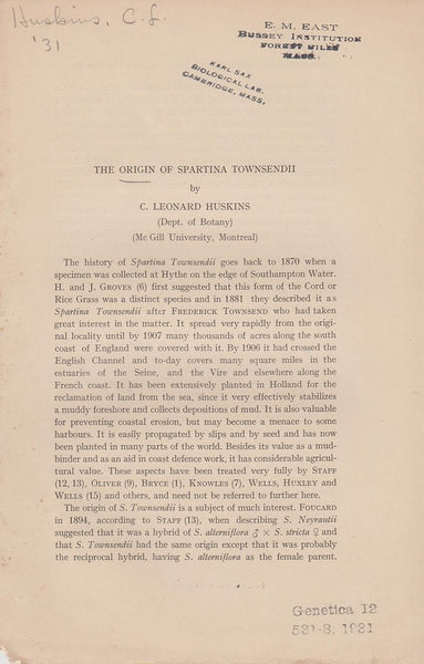 The Origin of Spartina Townsendii