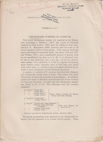 Chromosome Numbers in Capsicum