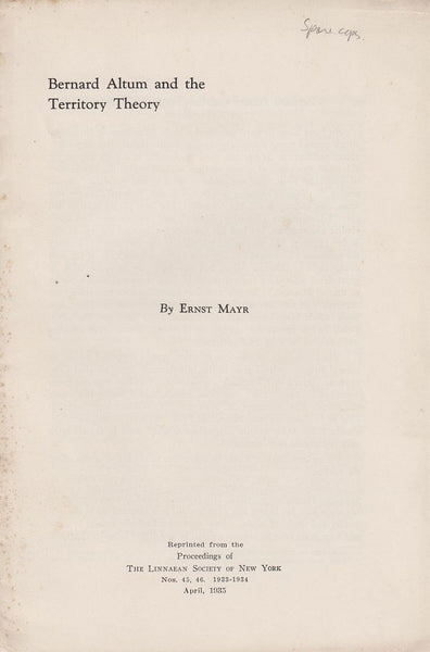 Bernard Altum and the Territory Theory