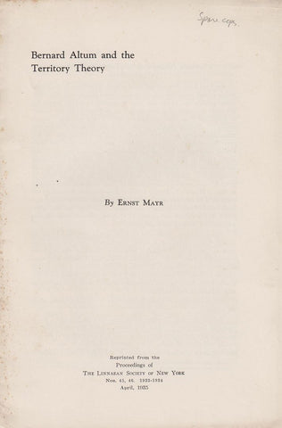 Bernard Altum and the Territory Theory