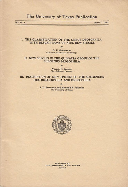 I. The Classification of the Genus Drosophila, with Descriptions of Nine New Species and two other articles