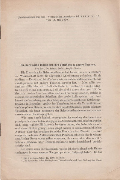 Die Darwinische Theorie und ihre Beziehung zu andern Theorien