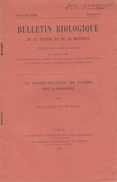 La Transplantation des Ovaires chez la Drosophile