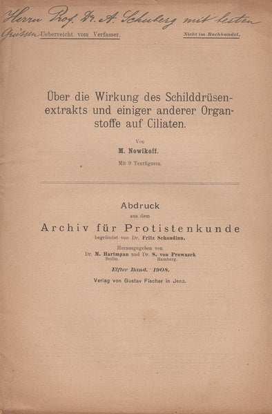 Uber die Wirkung des Schilddrusenextrakts und einiger anderer Organstoffe auf Ciliaten