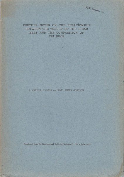 Further Notes on the Relationship between the Weight of the Sugar Beet and the Composition of its Juice
