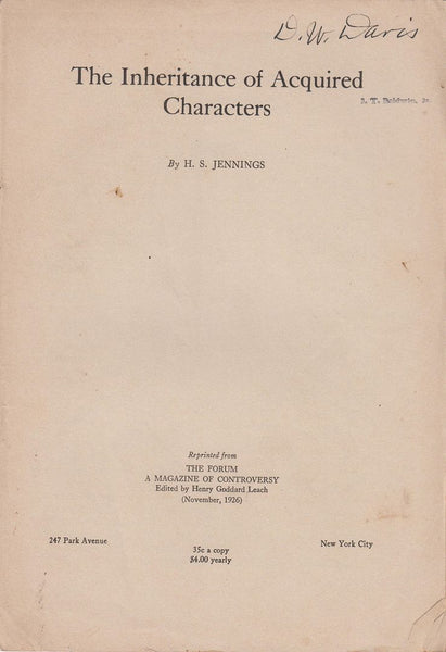 The Inheritance of Acquired Characters