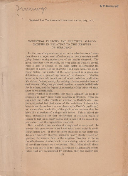 Modifying Factors and Multiple Allelomorphs in Relation to the Results of Selection