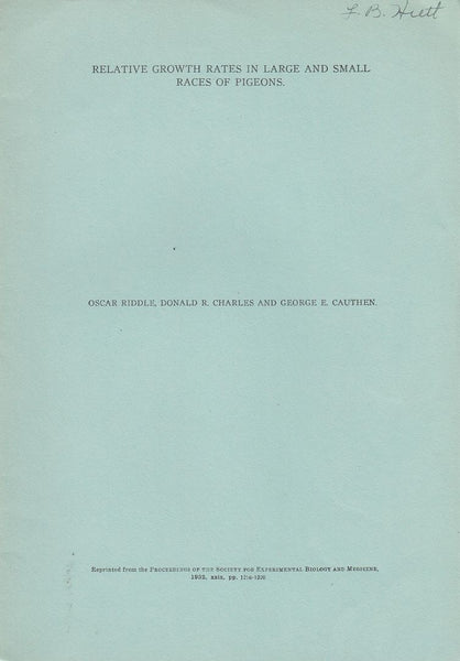 Relative Growth Rates in Large and Small Races of Pigeons