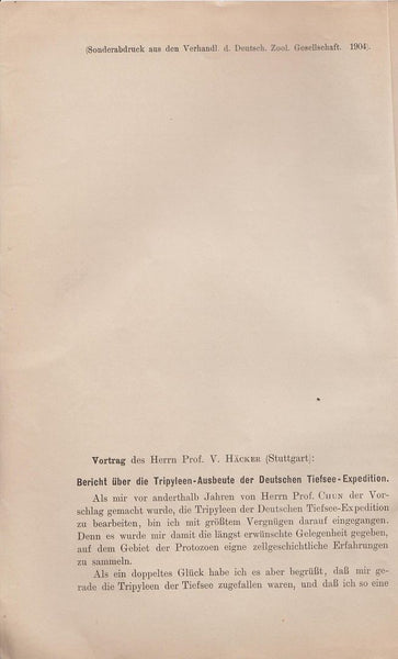 Bericht uber die Tripyleen-Ausbeute der Deutschen Tiefsee-Expedition