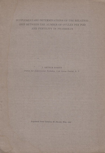 Supplementary Determinations of the Relationship between the Number of Ovules per Pod and Fertility in Phaseolus